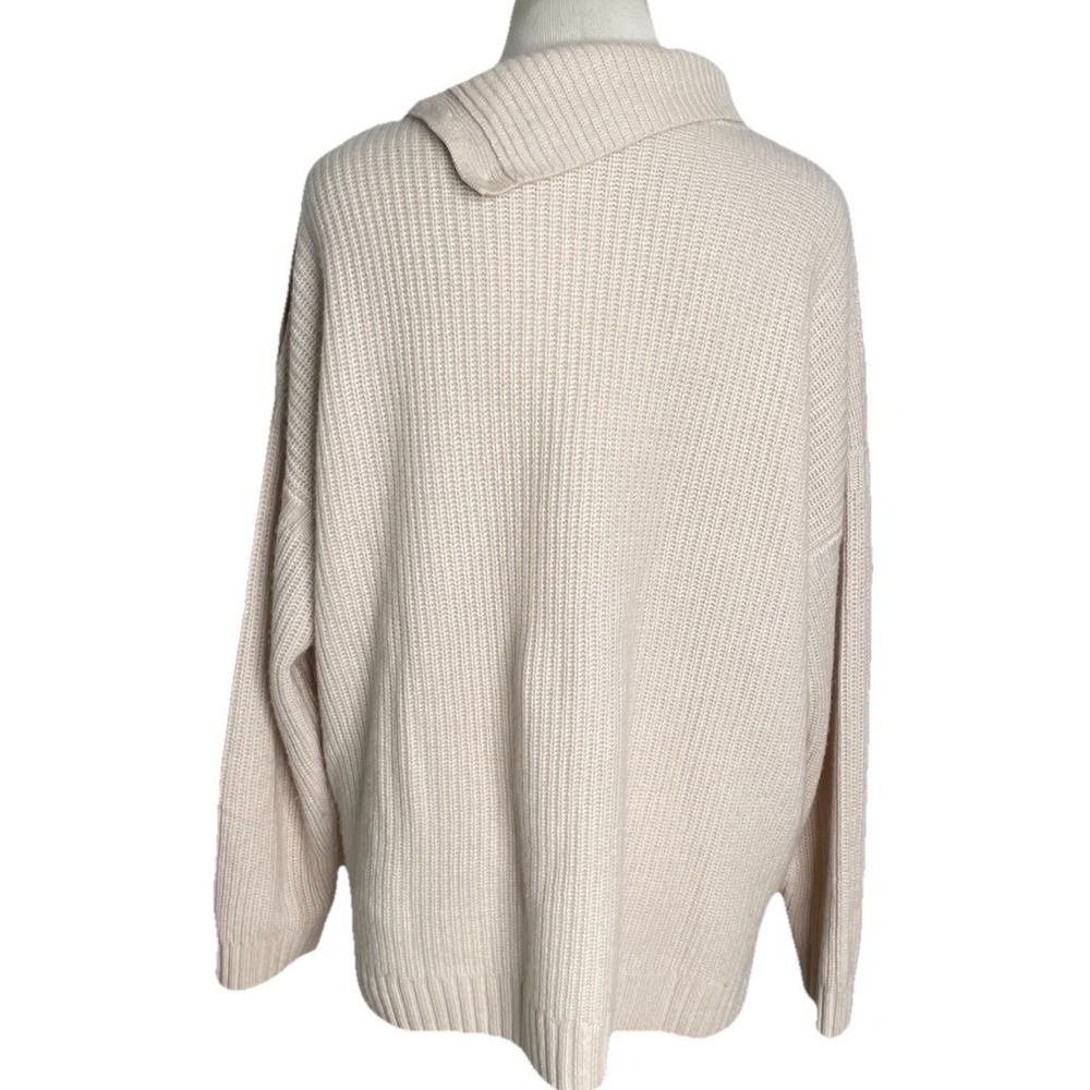 Garnet Hill 100% Recycled Cashmere Cream Button‎ Accent Turtleneck Sweater XL - Picture 2 of 4